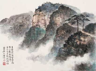 李国华 丙辰（1976）年作 山水 镜心